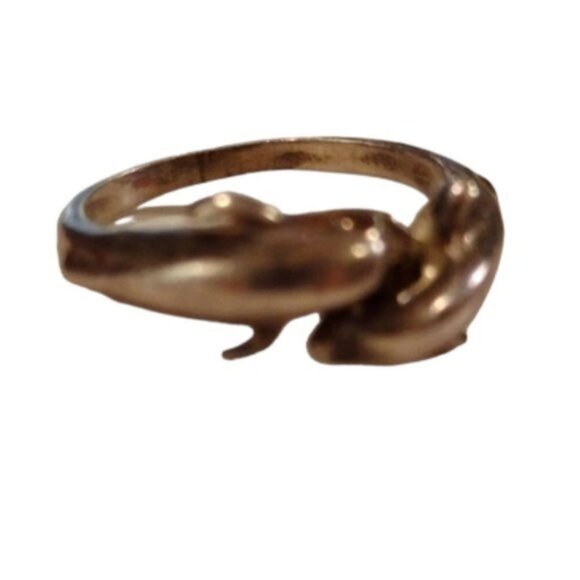 Vintage Sterling‎ Silver Hallmarked .925 Ladies Dolphins Ring Size 10 - Picture 4 of 6
